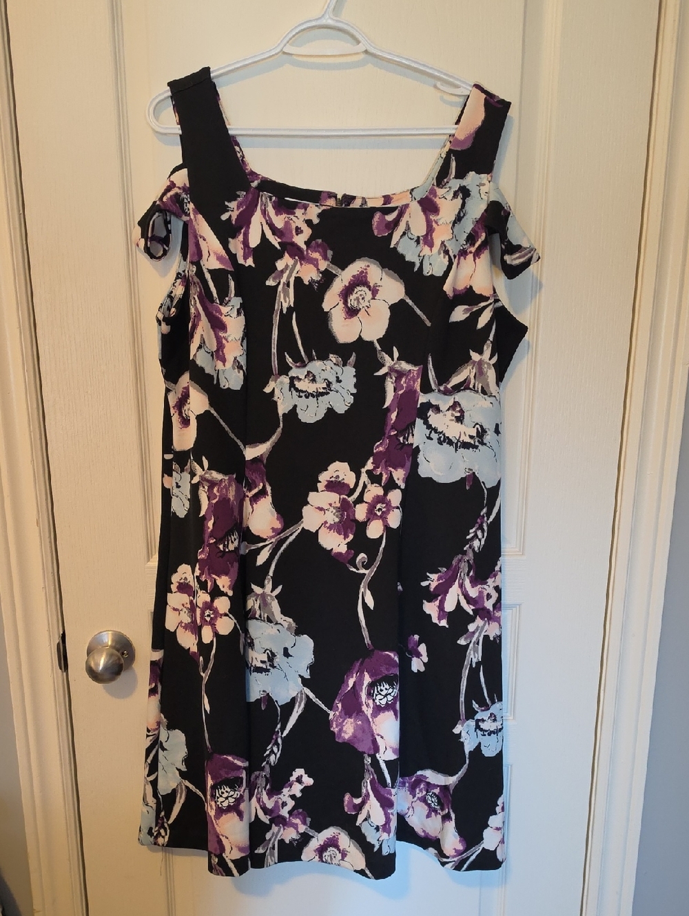 Ricki's Black Floral Midi Dress with Purple and Cream Flowers